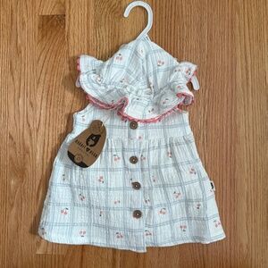 Rabbit + Bear Sustainably Grown Organic Cotton Dress W/Matching Hat
